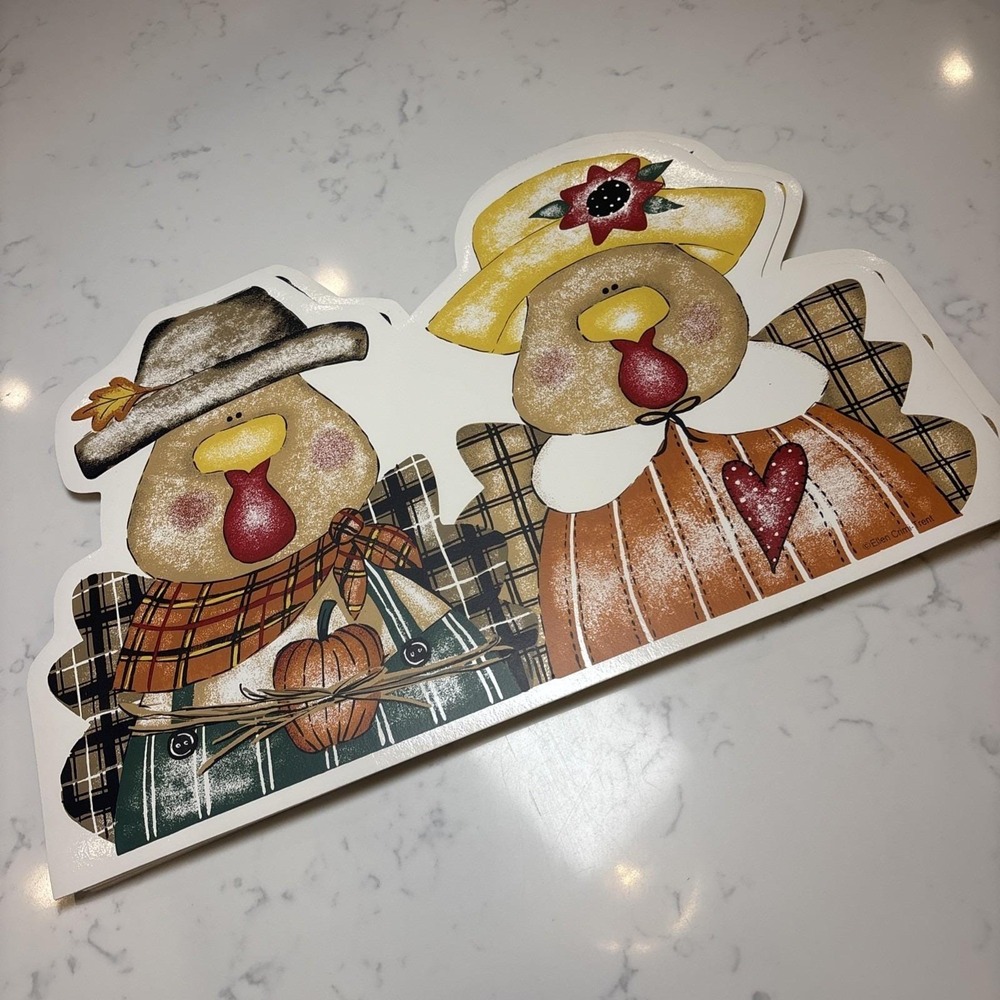 VTG New Old Stock Vinyl Placemats "Autumn Fest" Kmart Mr. & Mrs. Turkey Set Of 6